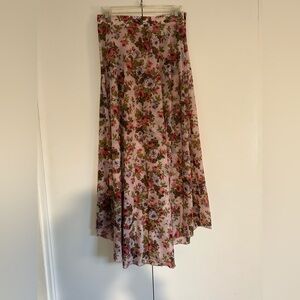 Pink Floral Sheer Skirt
